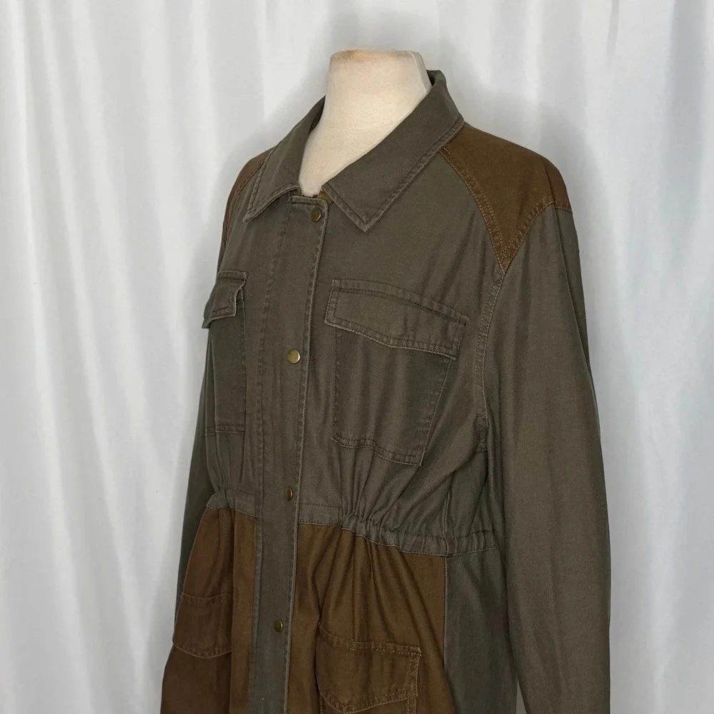 SUNDANCE Mason Jane Parka Jacket Coat Green Brown Utility Western Pockets XL
